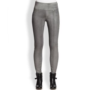 NWT Size MED SPANX Solace Wax Denim Leggings Pewter Gray Metallic